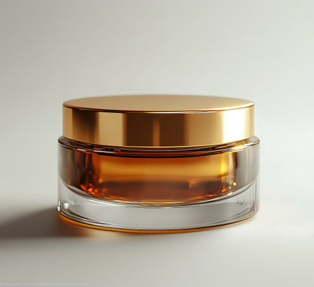 3d rendering of a golden cosmetic container on a white background.の写真素材