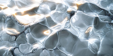 abstract 3d illustration of smooth water surface with waves and reflectionsの写真素材