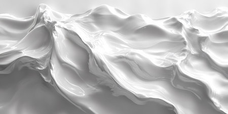 Abstract 3d rendering of wavy liquid background. Smooth elegant white silk or satin texture.の写真素材