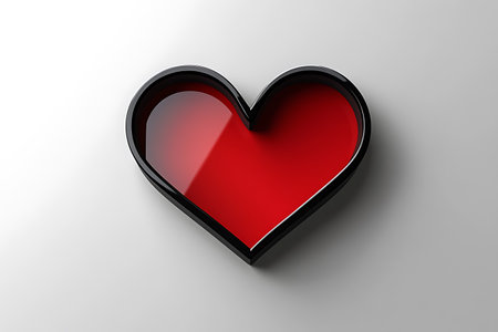 Black heart on a white background. 3d rendering, 3d illustration.の写真素材