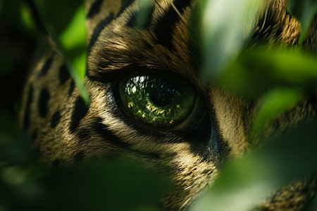 Eye of a leopard in the jungle. Wildlife scene from nature.の写真素材