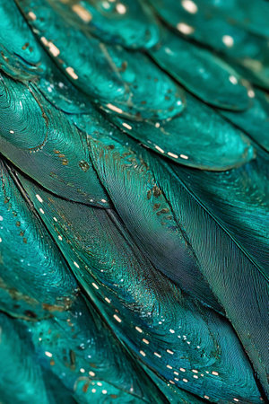 Beautiful peacock feathers close-up. Abstract background and texture for design.の写真素材