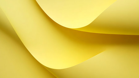 Abstract background of curved yellow sheets of paper. 3d render illustrationの写真素材