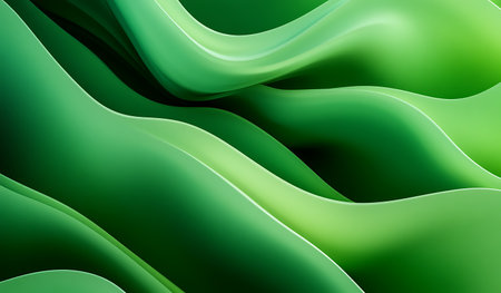 abstract green wavy background with smooth lines, 3d renderの写真素材