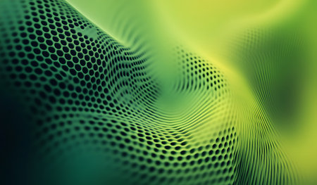 Abstract 3d rendering of chaotic particles in empty space. Futuristic background with depth of field and bokeh effect.の写真素材