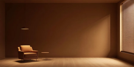 interior with armchair and brown wall, 3d render illustrationの写真素材