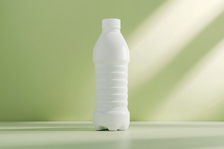Plastic bottle of water on a green background.の写真素材