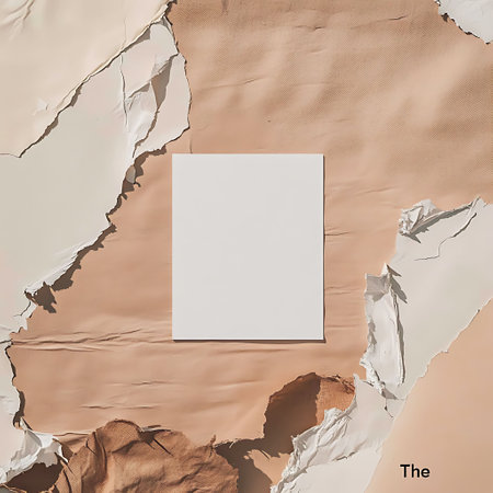 Pieces of crumpled paper on a brown background with space for textの写真素材