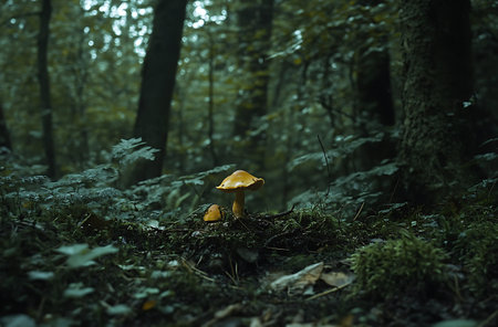 Mushrooms in the autumn forest. Beautiful nature scene with mushrooms.の写真素材