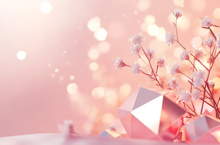 Beautiful bokeh background with flowers. Festive concept.の写真素材