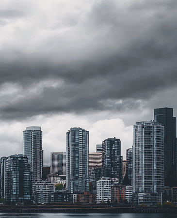 Cityscape of Vancouver, British Columbia, Canada in a cloudy day.の写真素材