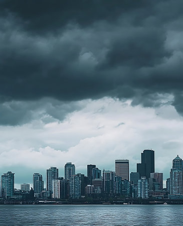 Skyline with stormy sky.の写真素材