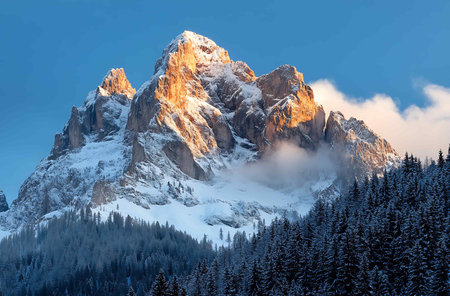 Fantastic winter landscape in the Dolomites, Italy.の写真素材