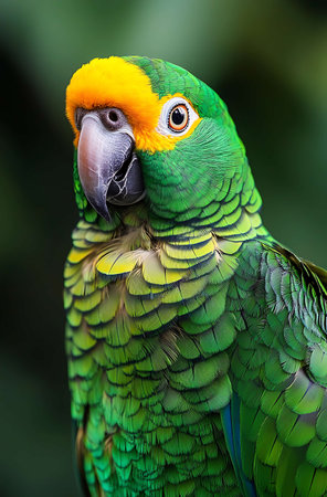 Beautiful Green Macaw (Ara macao) in natureの写真素材