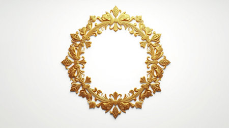 3d illustration of a golden floral frame on a white background.の写真素材