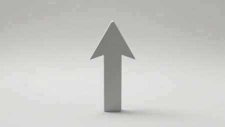 3D rendering of white arrow in white background, computer generated imagesの写真素材