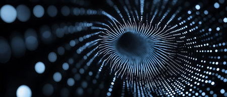 3d rendering of abstract particles in cyberspace with depth of fieldの写真素材