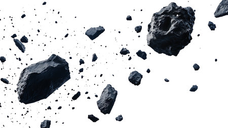 Pieces of coal isolated on white background. 3d illustration.の写真素材