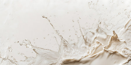 close up view of milk splashes on white background, panoramic shotの写真素材
