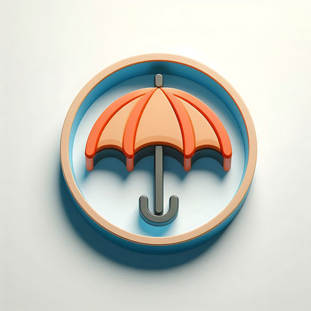 Umbrella icon on white background. 3d render illustration.の写真素材