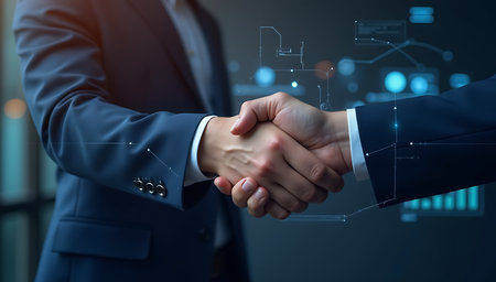 Business people shaking hands with each other, closeup. Partnership conceptの写真素材