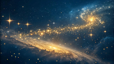 Night sky with stars and nebula. Elements of this image furnished by NASAの素材