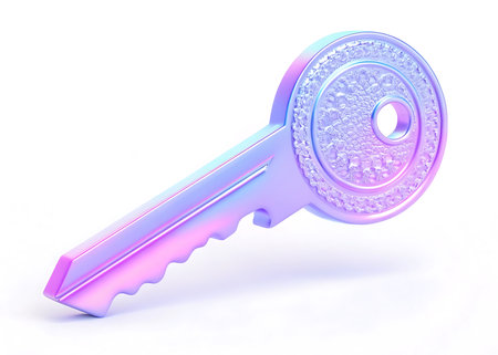 Key on a white background. 3D rendering. Computer digital drawing.の写真素材