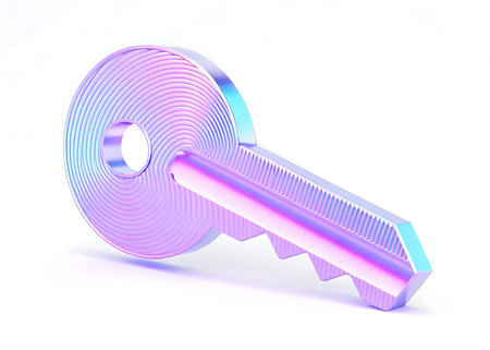 Key on a white background. 3d rendering, 3d illustration.の写真素材