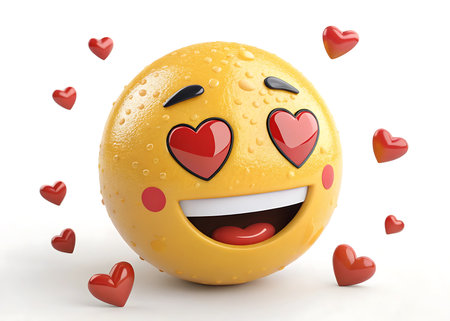 emoji with hearts isolated on white background. 3d illustrationの写真素材