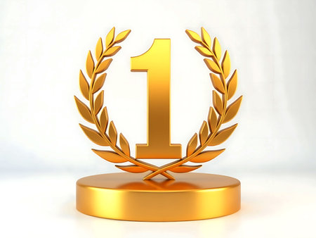 First Place Golden Laurel Award on a white background. 3D Renderingの写真素材