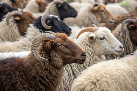 Sheep in a flock of sheep. Flock of sheep.の写真素材