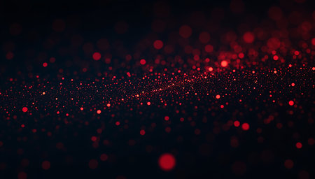 Abstract red particles on black background. 3d rendering of particles.の写真素材