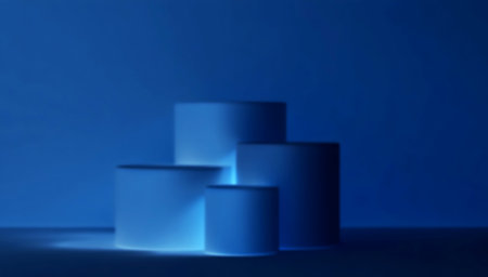 Blue abstract background with podiums. 3d rendering, 3d illustration.の写真素材