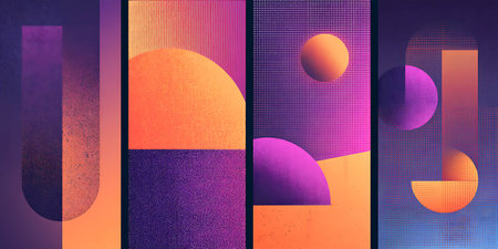 abstract background with colorful geometric shapes. 3d rendering, 3d illustration.の写真素材