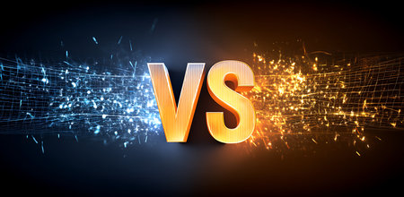 Versus VS letters on technology background. VS vs concept. Vector illustrationの写真素材