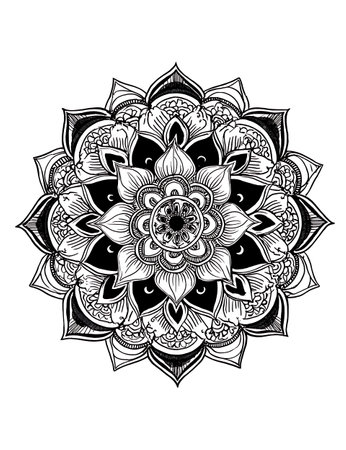 Mandala. Ethnic decorative element. Hand drawn backdrop. Islam, Arabic, Indian, ottoman motifs.の写真素材
