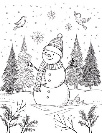 Snowman cartoon design, Merry christmas season decoration card invitation celebration and holiday theme Vector illustrationの写真素材