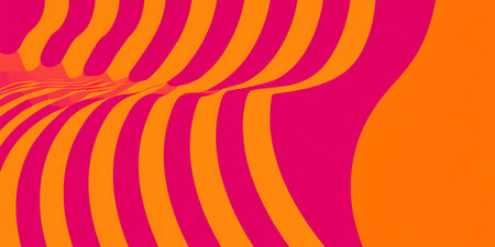 abstract background with wavy lines in orange, pink and yellow colorsの写真素材