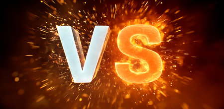 Versus VS letters with sparks and fire. 3D rendering.の写真素材