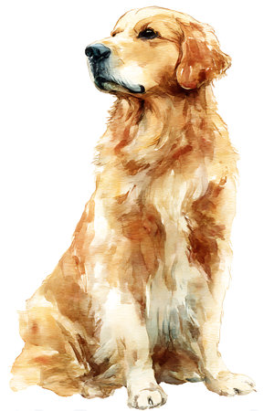 Golden Retriever. Watercolor illustration on a white background.の写真素材