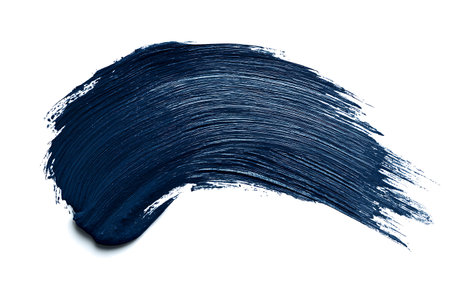 Blue paint brush stroke isolated on white background, clipping path included.の写真素材