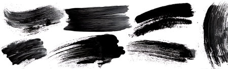 Set of black paint brush strokes isolated on white background. Vector illustration.の写真素材