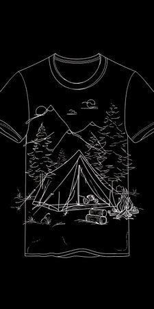 T-shirt with a tent in the forest. Vector illustration.の写真素材