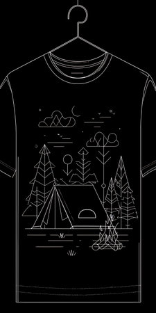 Camping T-shirt design. Vector illustration. Black and white.の写真素材