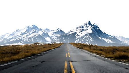 Road with mountain background. Isolated on white backgroundの写真素材