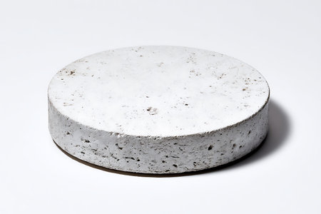 3d rendering of a white stone podium isolated on a white backgroundの写真素材