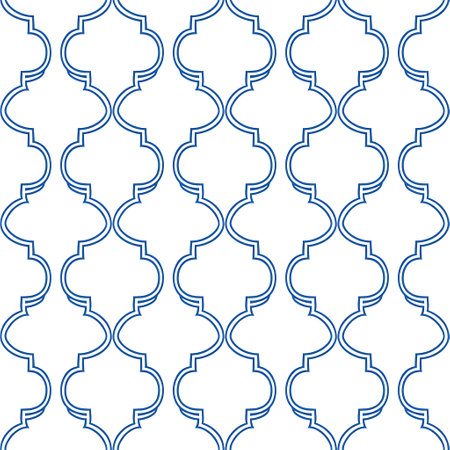 Seamless pattern of blue arabic geometric ornament. Vector illustrationの写真素材