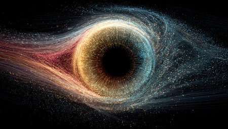 3D illustration of an eye in space, computer generated abstract backgroundの写真素材