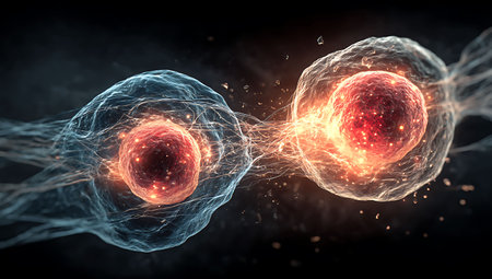 3D illustration of sperm and egg cell.の写真素材