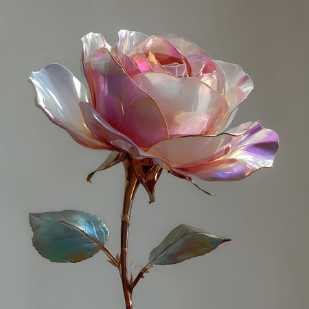 Beautiful pink rose on a gray background. 3d rendering.の写真素材